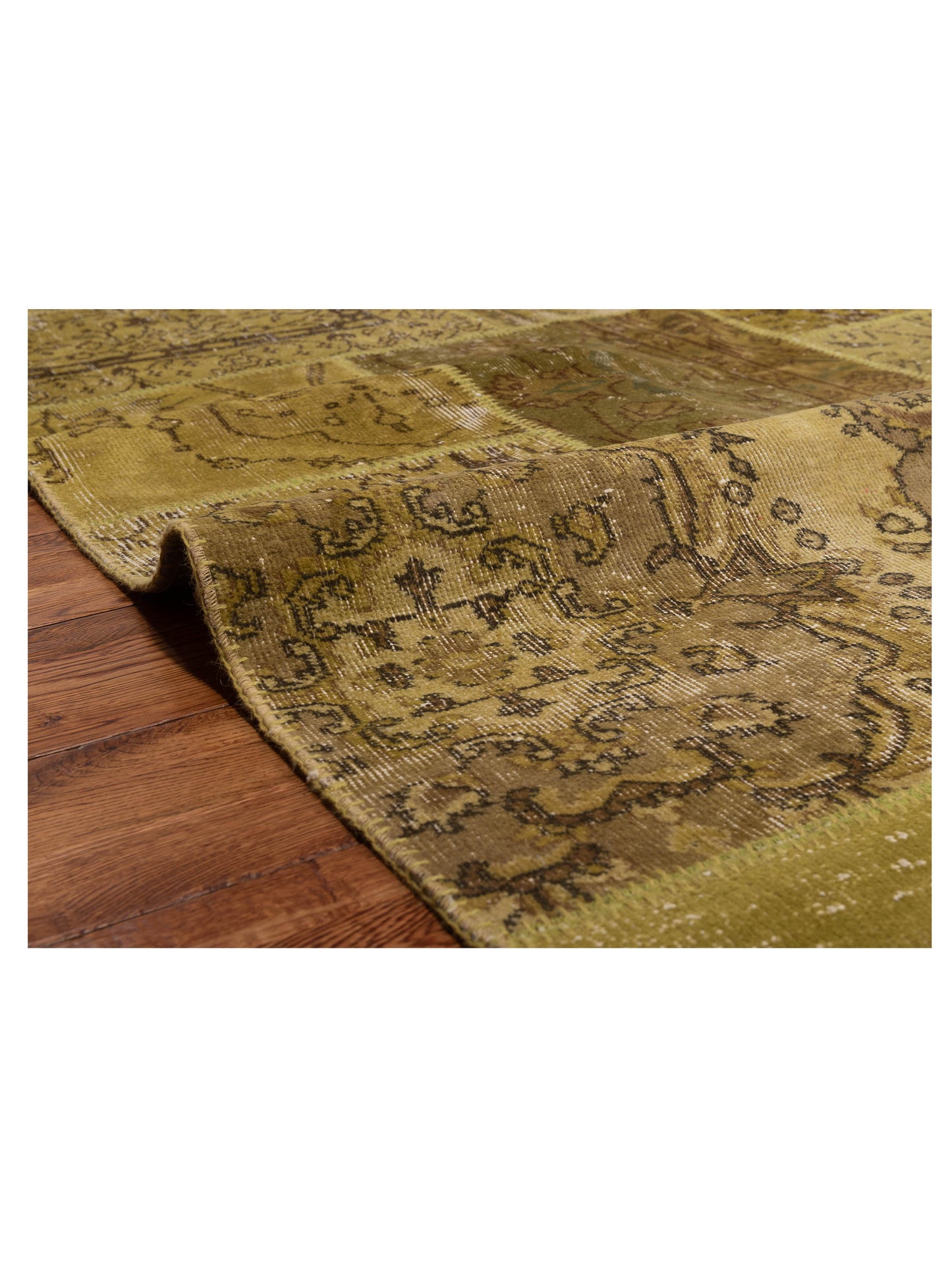 Patchwork Green 8x10 Hand Knotted Rug