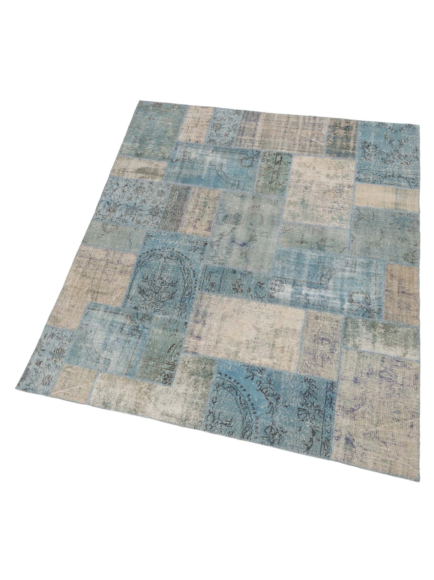 Patchwork Jean Blue 8x10 Hand Knotted Rug