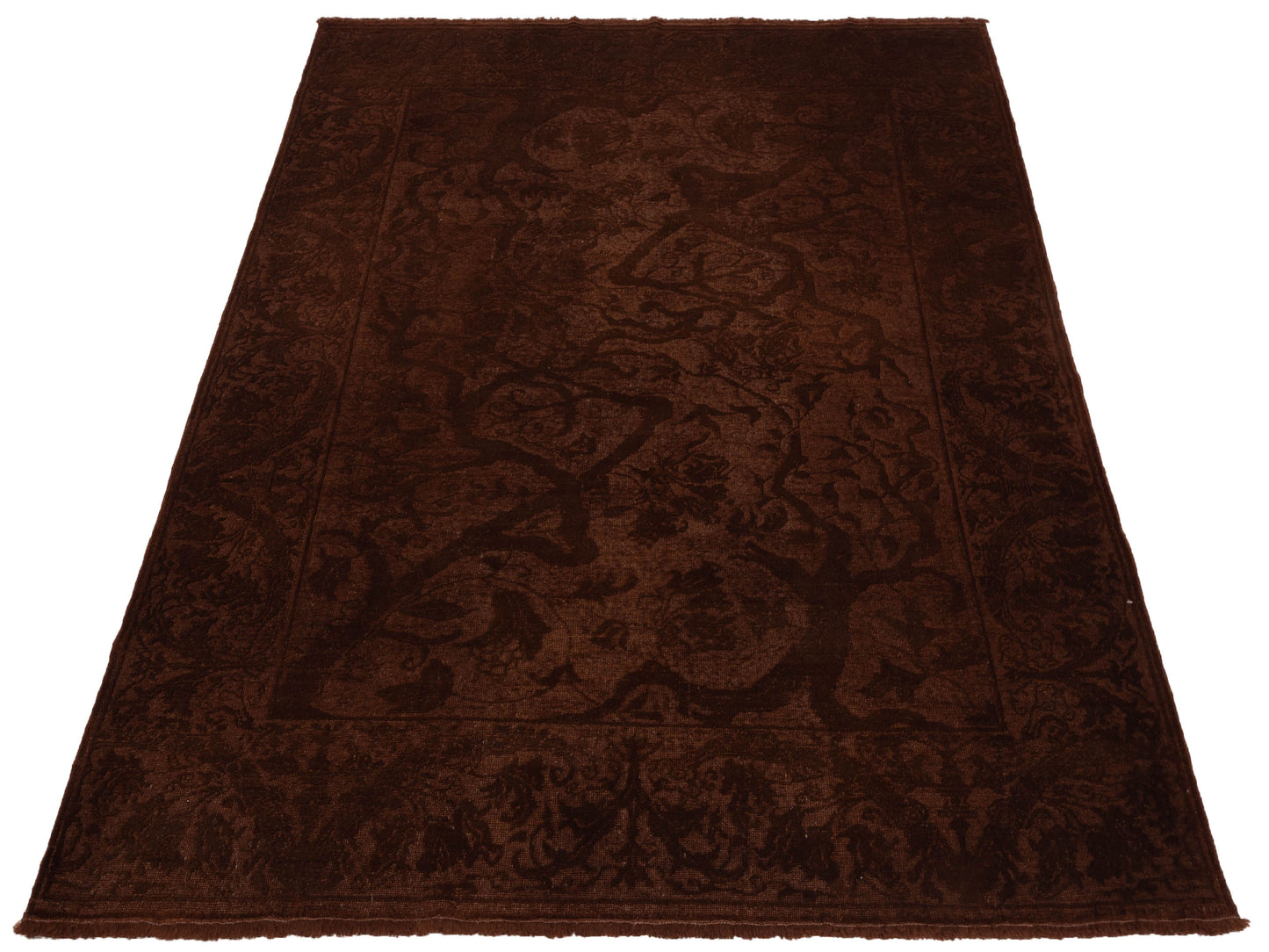 Vintage Dark Brown 6.8x7.9 Hand Knotted Rug