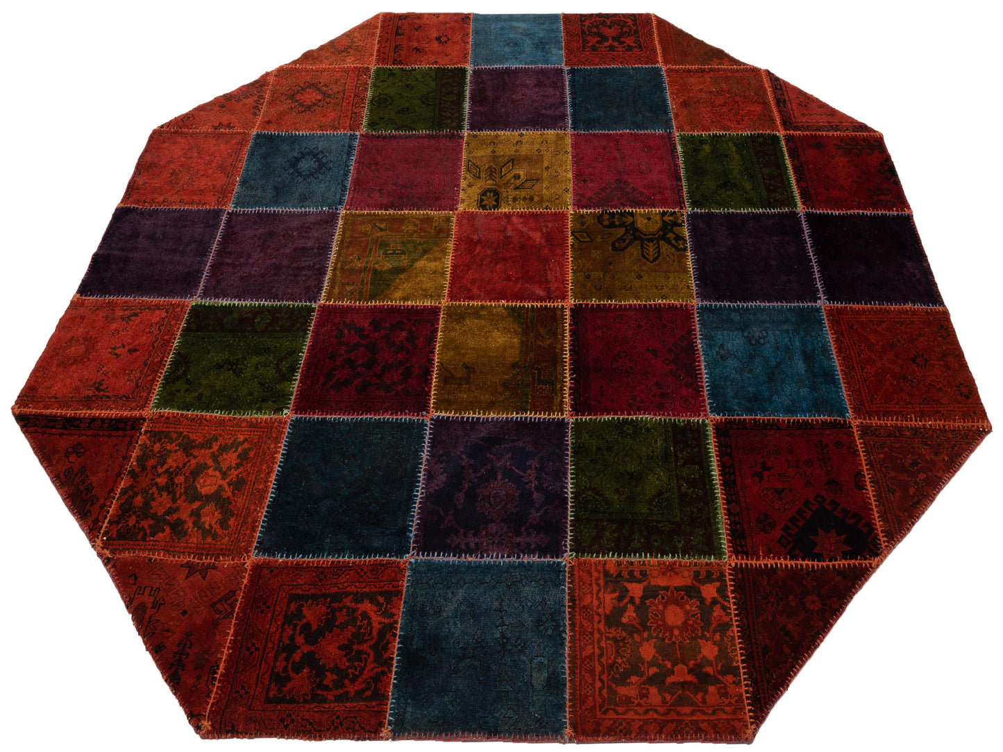 Patchwork Multi 10.6x10.6 Hand Knotted Rug