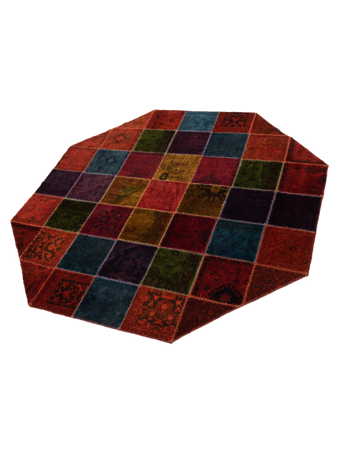 Patchwork Multi 10.6x10.6 Hand Knotted Rug