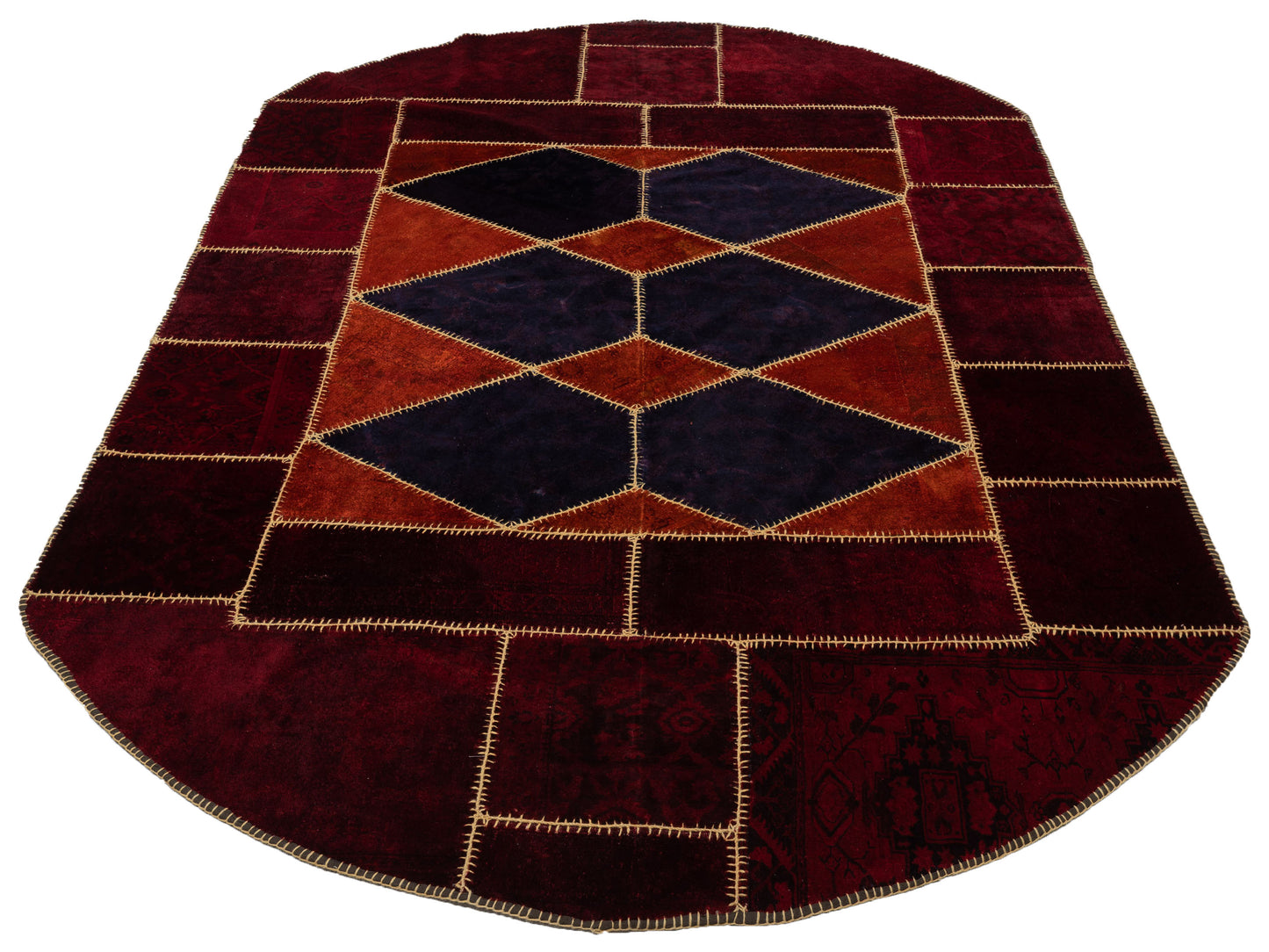 Patchwork Red 9x12 Hand Knotted Rug