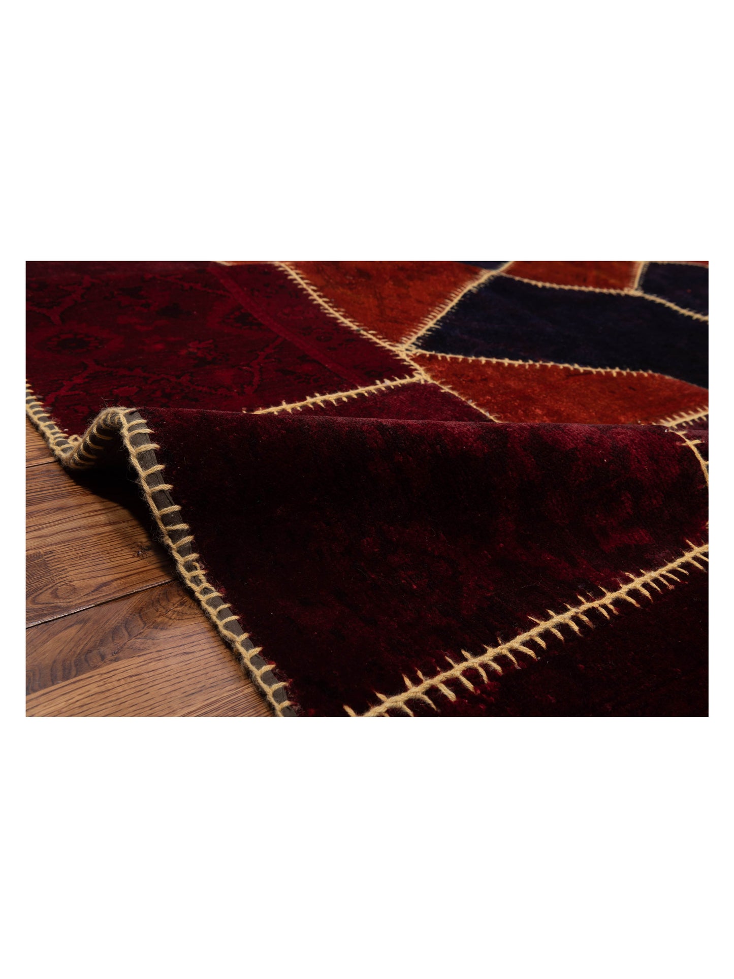 Patchwork Red 9x12 Hand Knotted Rug