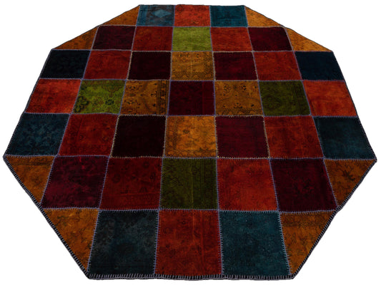 Patchwork Multi 10.6x10.6 Hand Knotted Rug