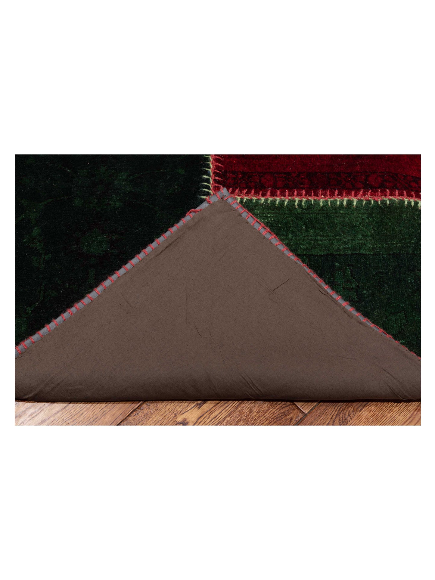 Patchwork Green Red 8.6x10.7 Hand Knotted Rug