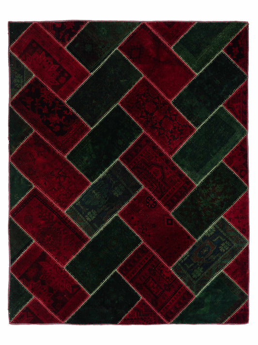 Pasha Turkish Vestige Patchwork  Green Red Contemporary