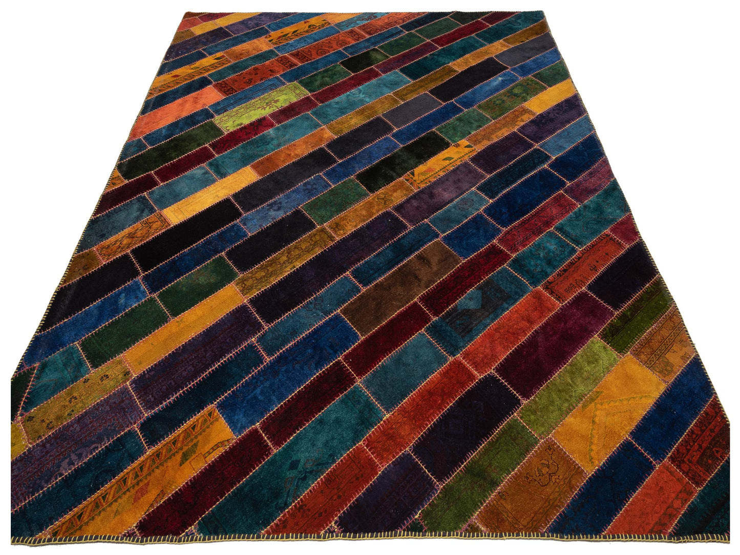 Patchwork Multi 10.5x13 Hand Knotted Rug