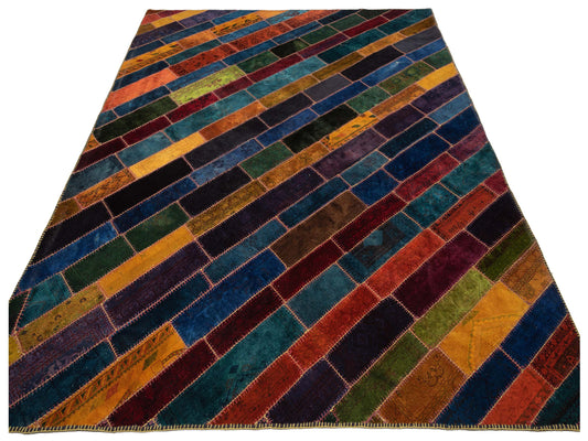Patchwork Multi 10.5x13 Hand Knotted Rug