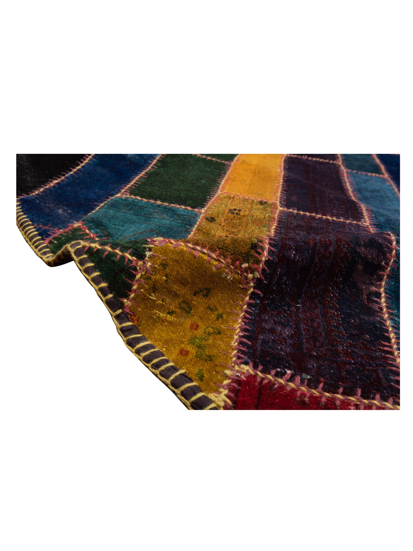 Patchwork Multi 10.5x13 Hand Knotted Rug