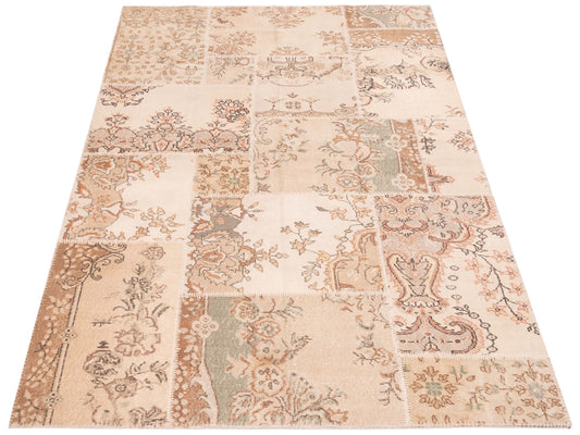 Patchwork Beige 5.8x8.2 Hand Knotted Rug