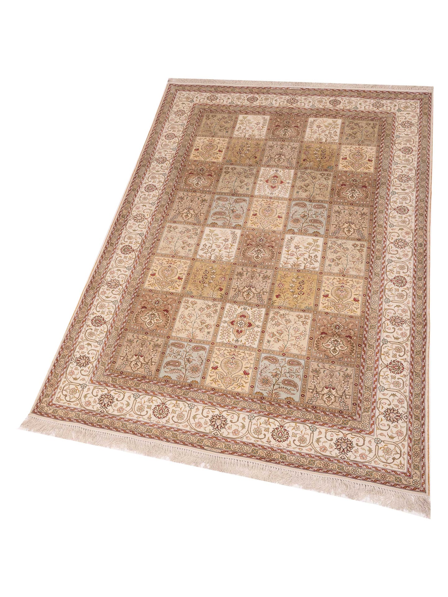 Pure Silk Multi 4.10x8 Hand Knotted Rug