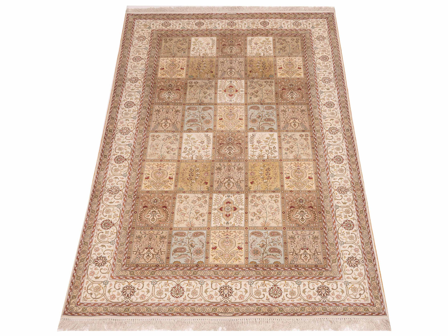 Pure Silk Multi 4.10x8 Hand Knotted Rug