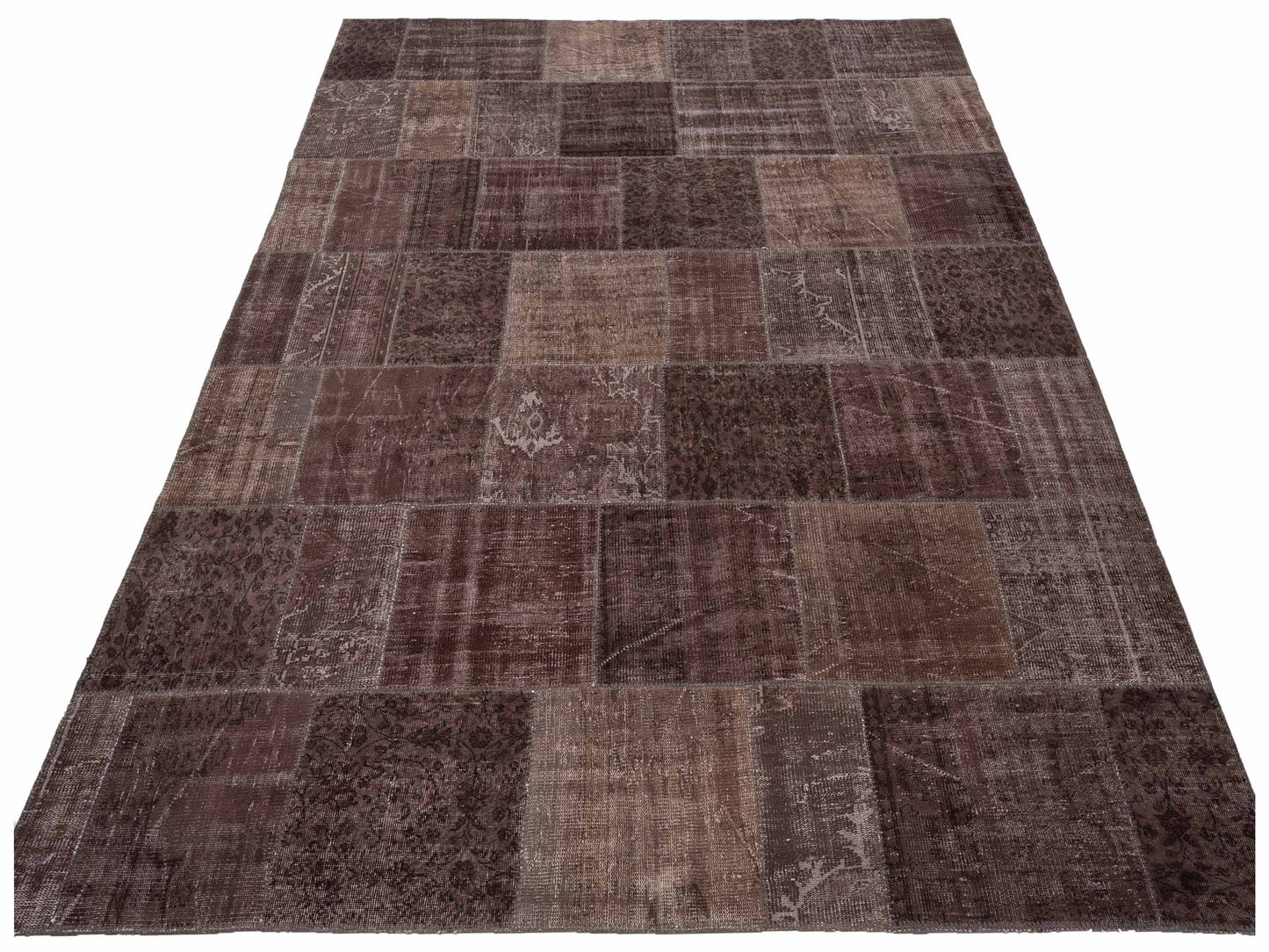 Patchwork Dark Brown 9.1x11.11 Hand Knotted Rug