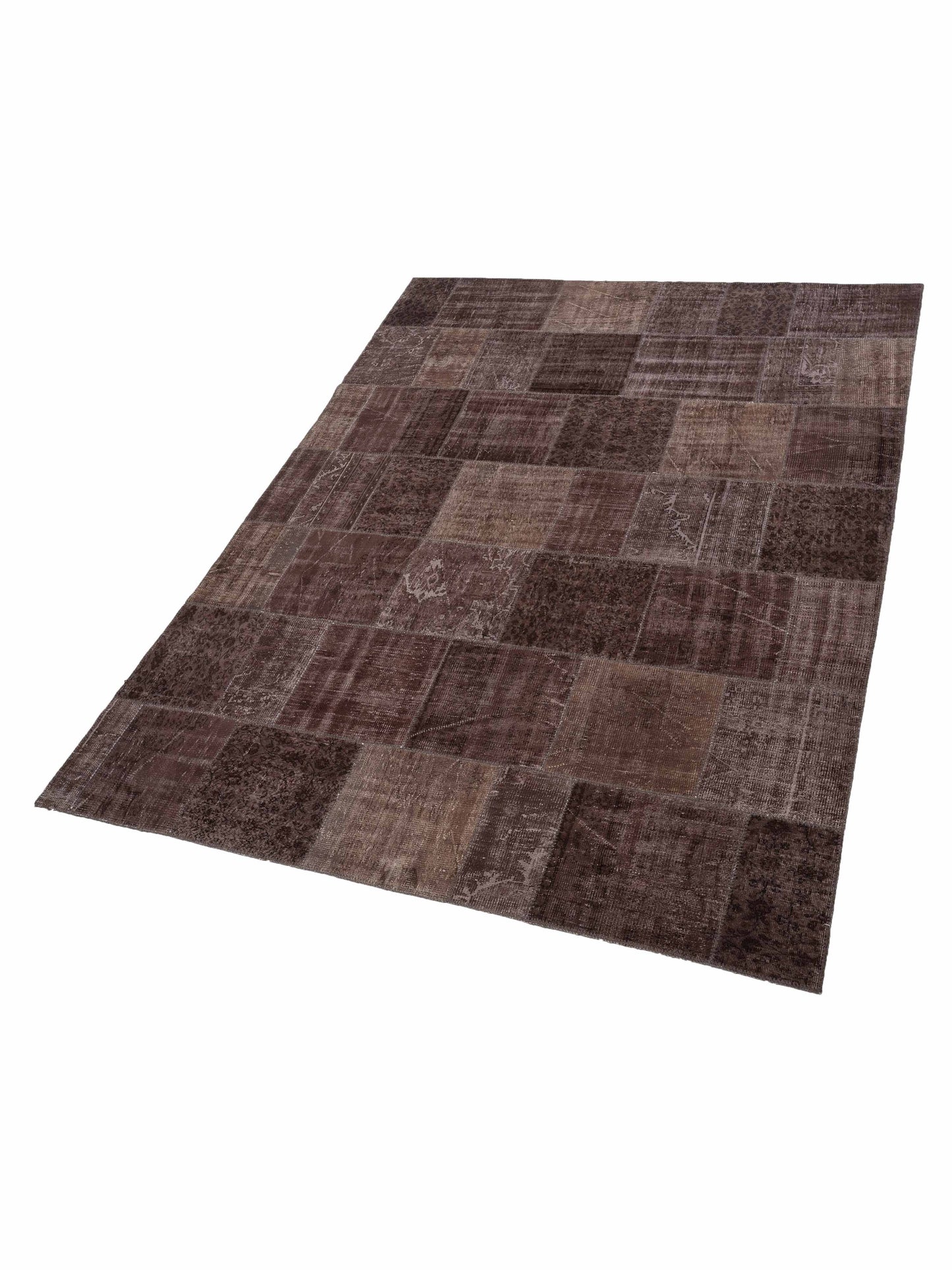 Patchwork Dark Brown 9.1x11.11 Hand Knotted Rug