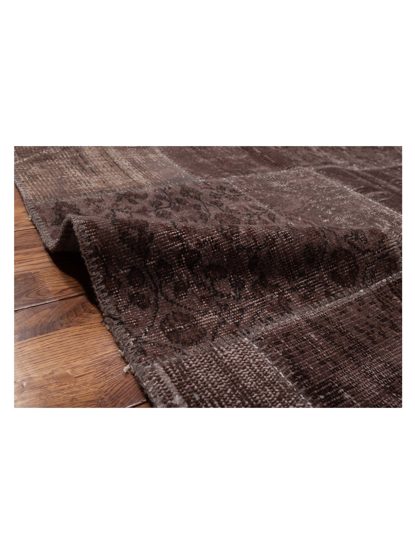 Patchwork Dark Brown 9.1x11.11 Hand Knotted Rug