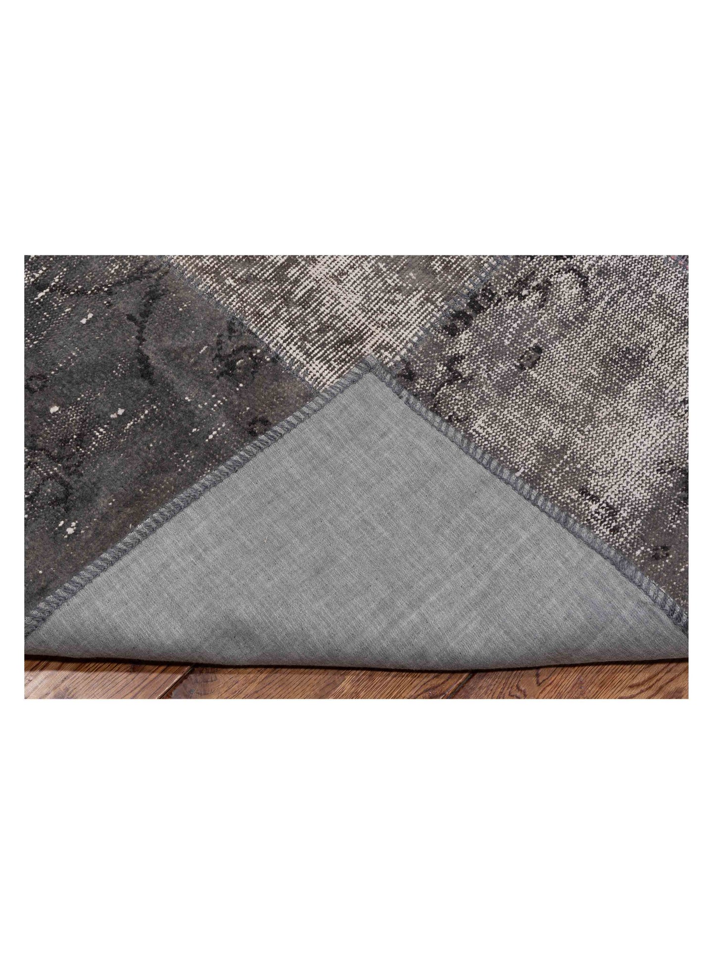 Patchwork Dark Gray 8.1x10.1 Hand Knotted Rug