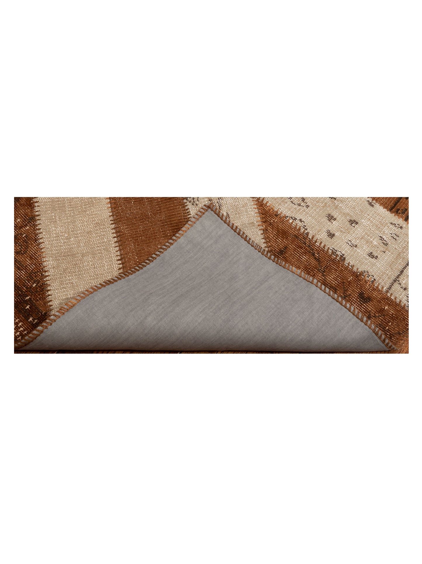 Patchwork Brown Ivory 6.8x9.10 Hand Knotted Rug