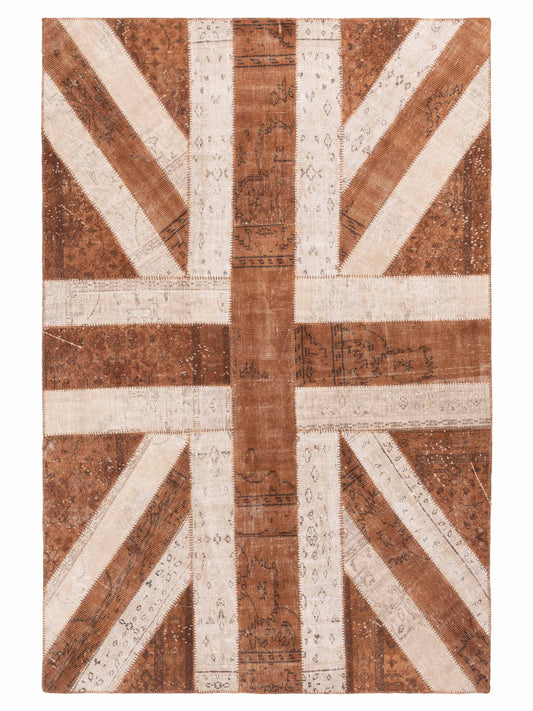 Pasha Turkish Vestige Patchwork  Brown Ivory Contemporary