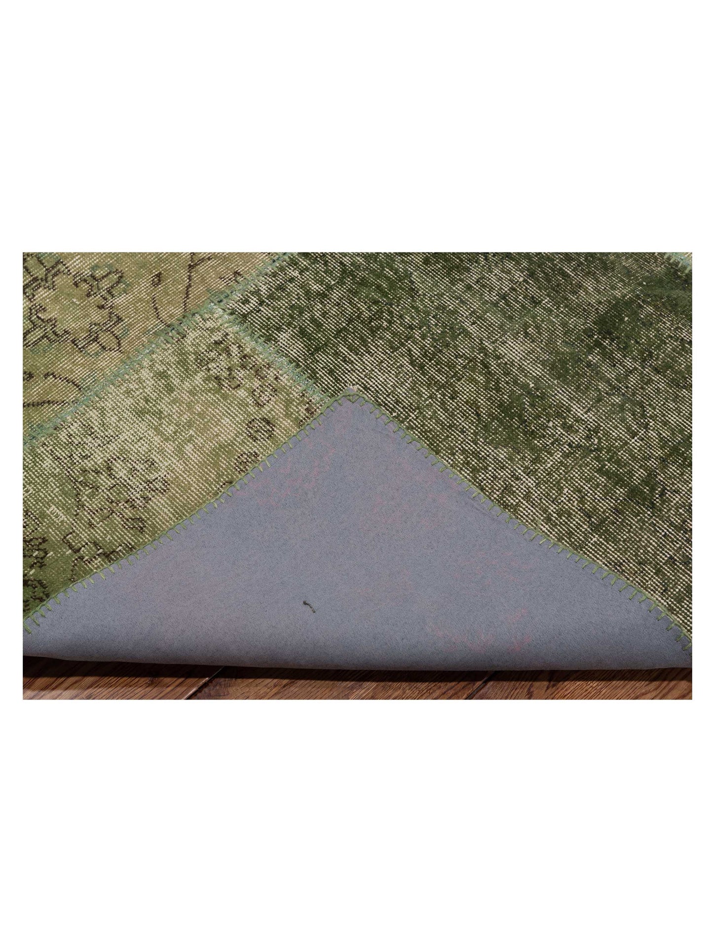Patchwork Green 9.10x13.10 Hand Knotted Rug