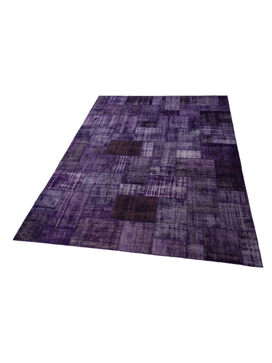 Patchwork Purple 12x14.10 Hand Knotted Rug
