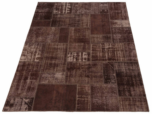 Patchwork Dark Brown 8.3x9.10 Hand Knotted Rug