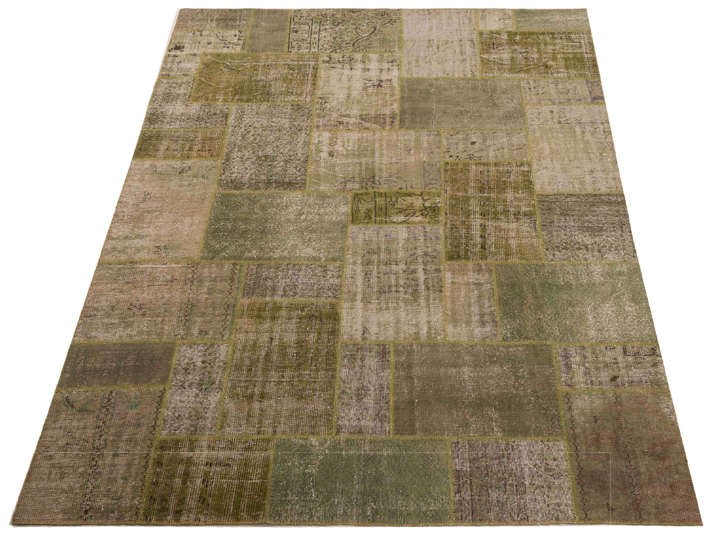 Patchwork Green 9x12 Hand Knotted Rug