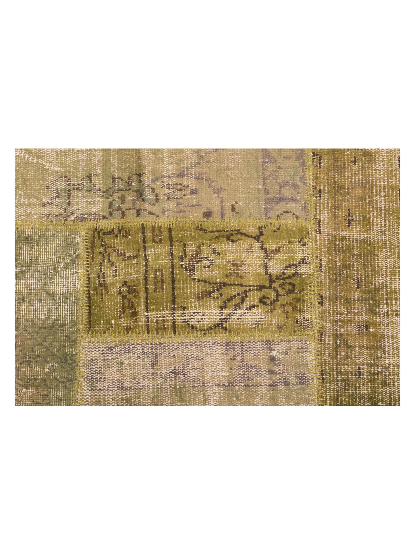 Patchwork Green 9x12 Hand Knotted Rug