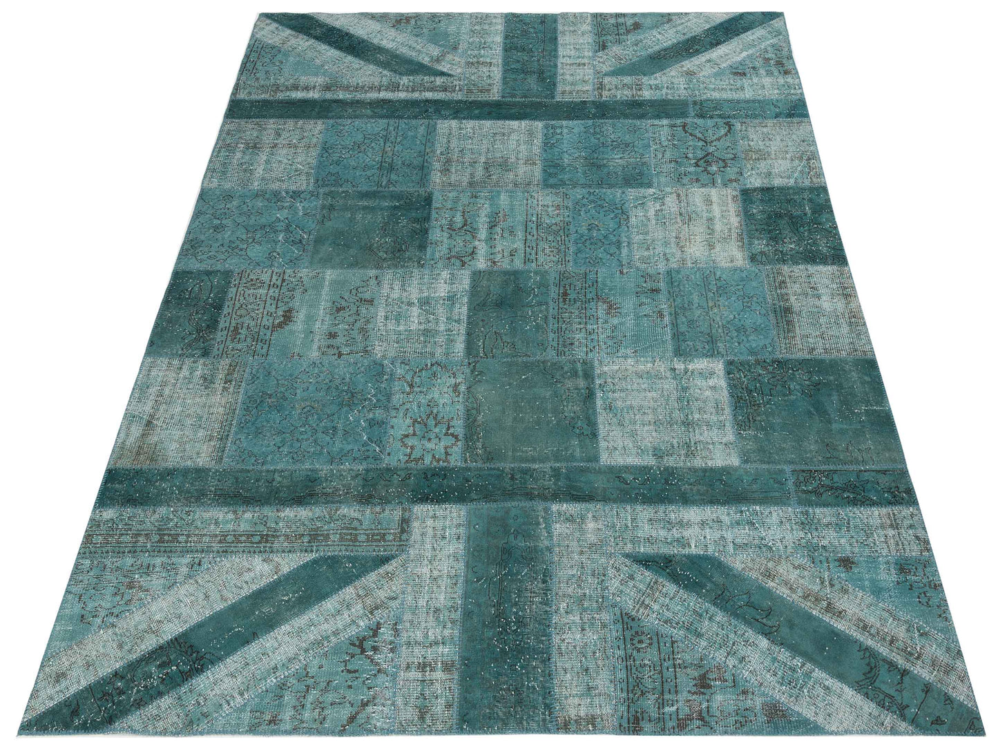 Patchwork Blue 9x12.4 Hand Knotted Rug