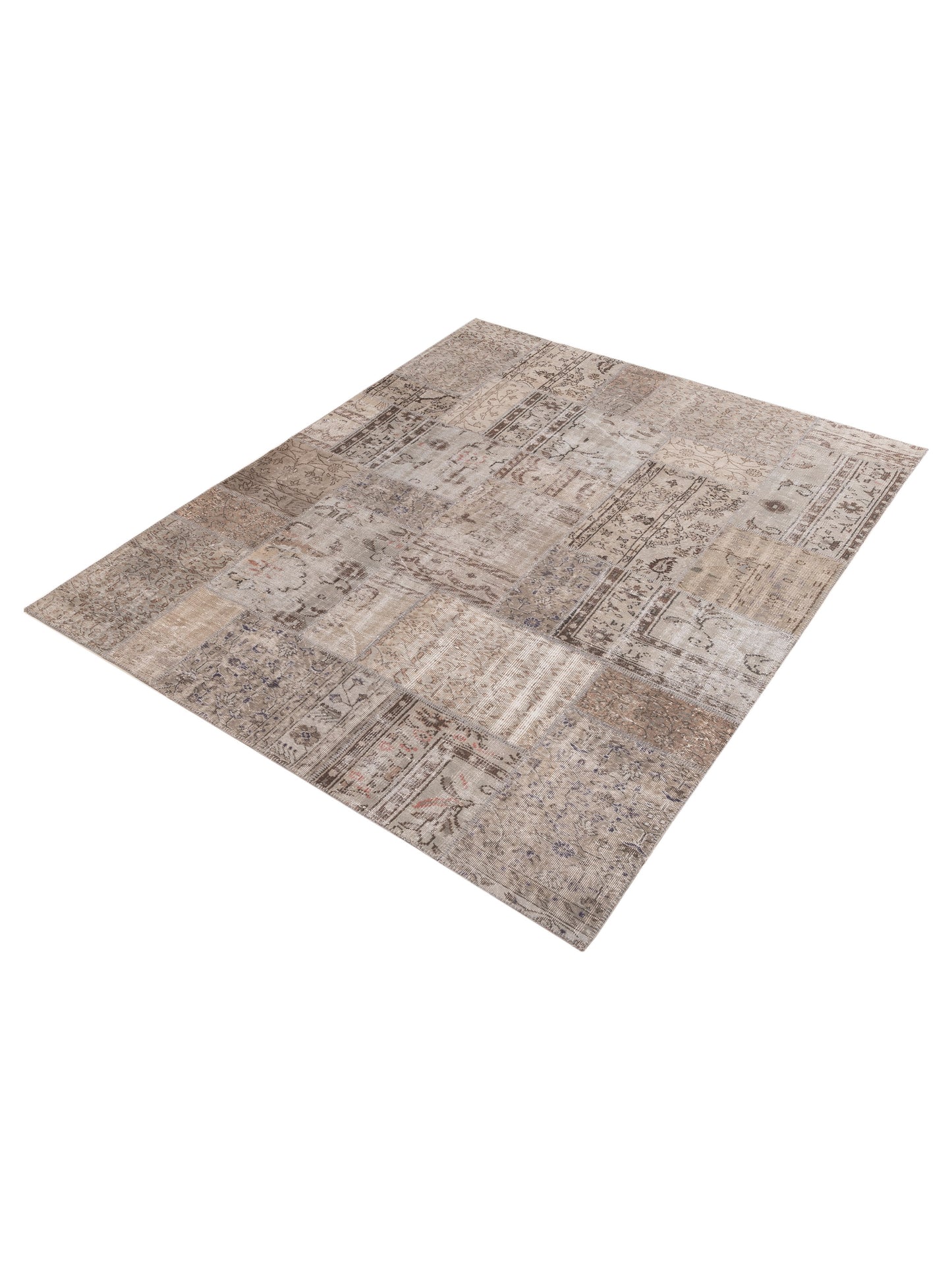 Patchwork Light Gray 8.2x9.10 Hand Knotted Rug