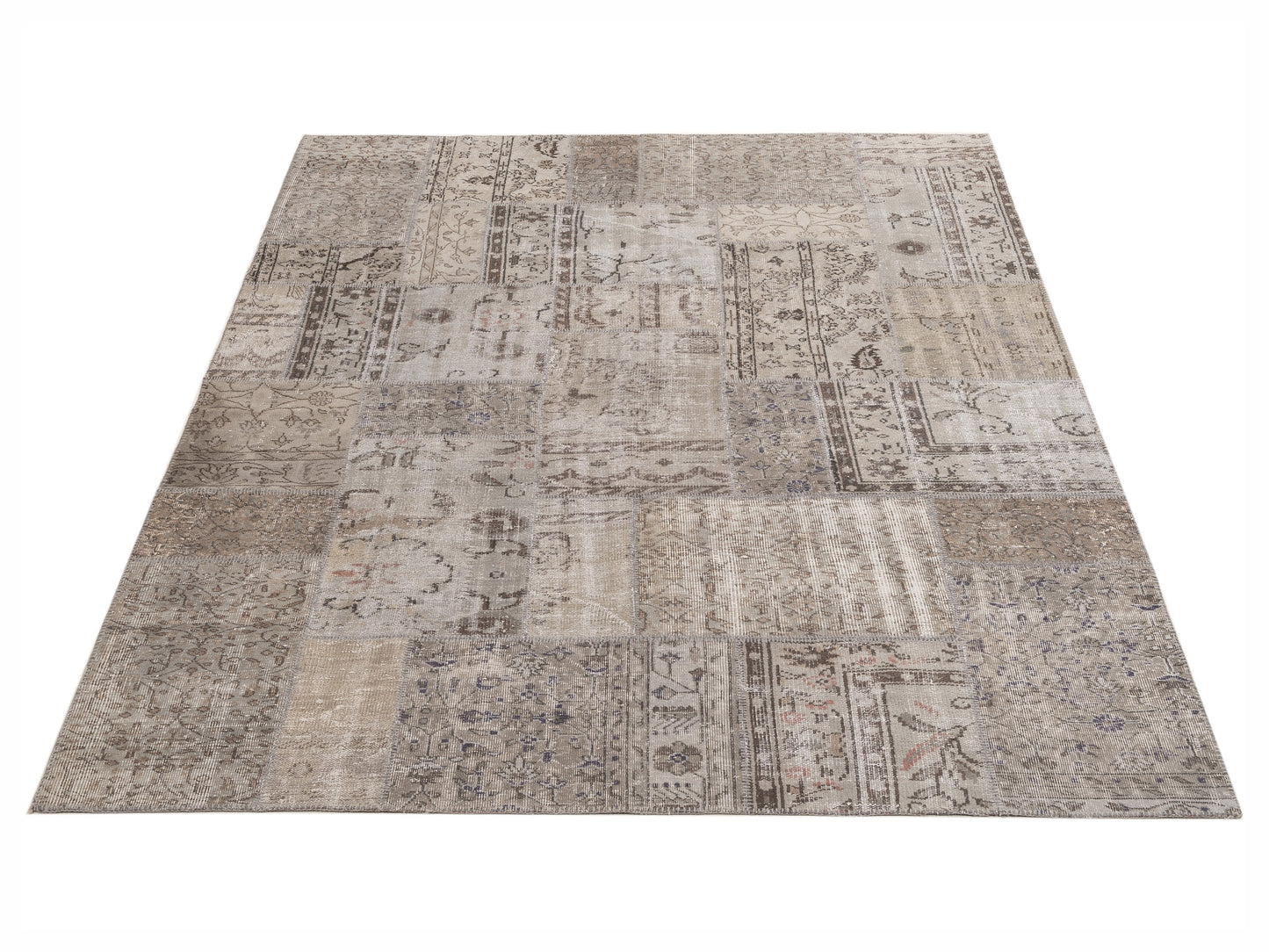Patchwork Light Gray 8.2x9.10 Hand Knotted Rug