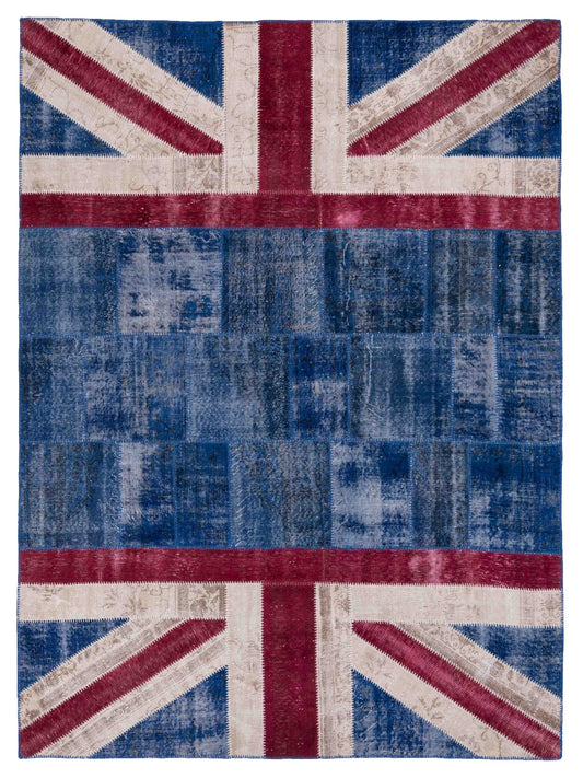 Pasha Turkish Vestige Patchwork  Blue Red Contemporary