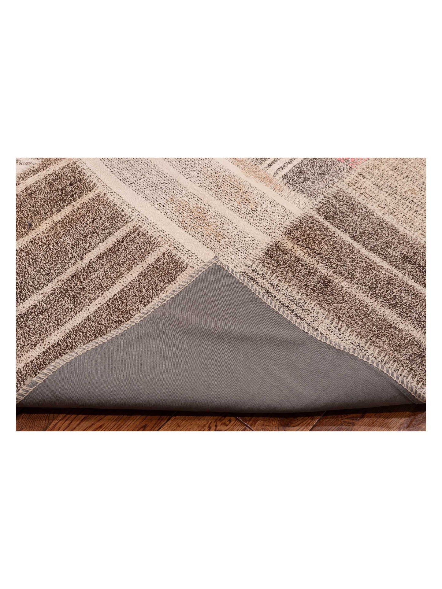 Patchwork Ivory Brown 8.3x11.6 Hand Knotted Rug