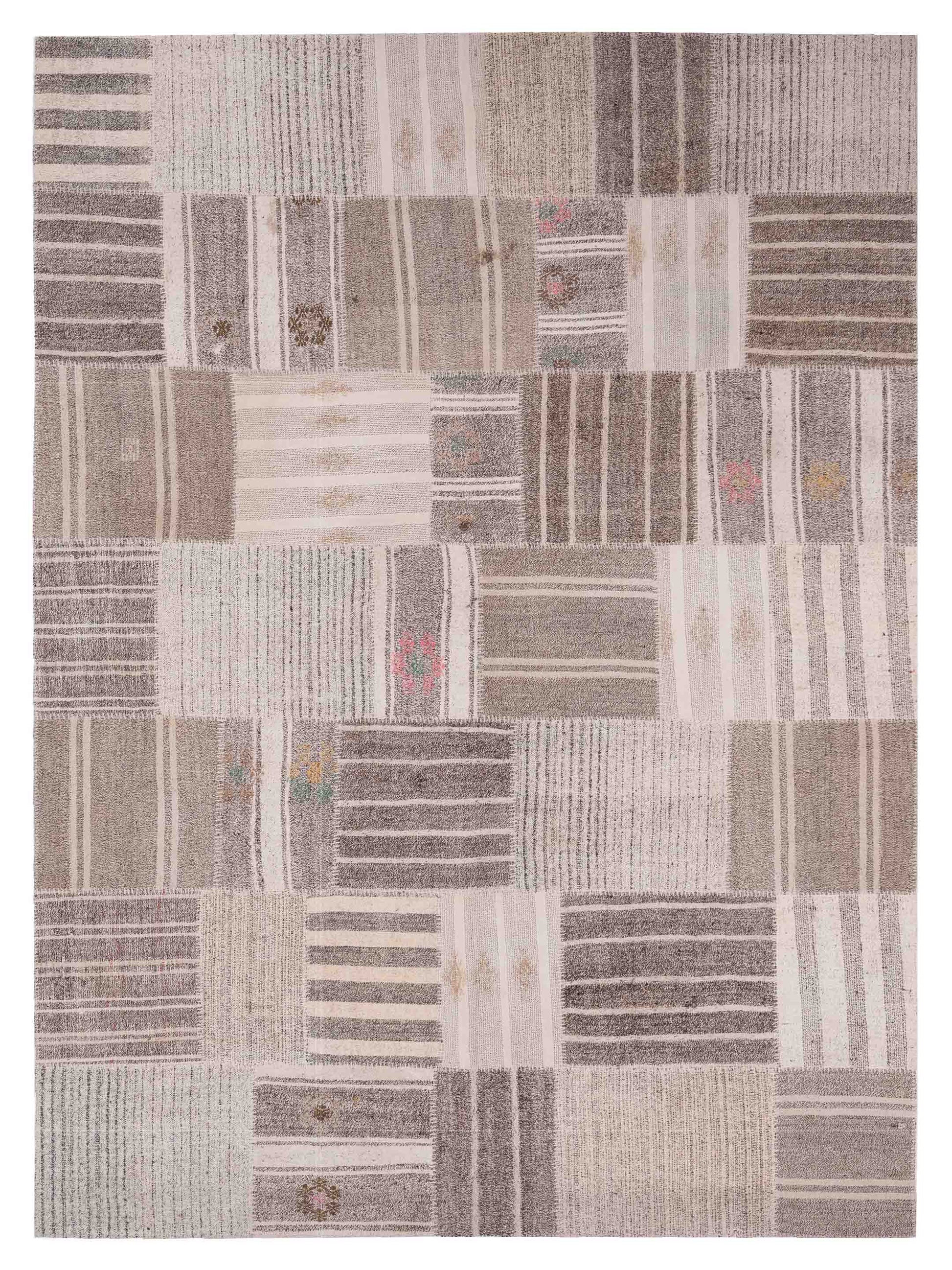 Pasha Turkish Vestige Patchwork  Ivory Brown Contemporary