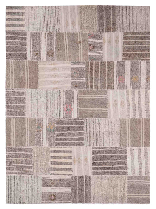 Pasha Turkish Vestige Patchwork  Ivory Brown Contemporary