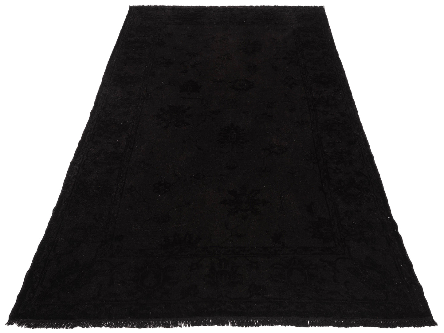 Vintage Black 7.2x10.3 Hand Knotted Rug