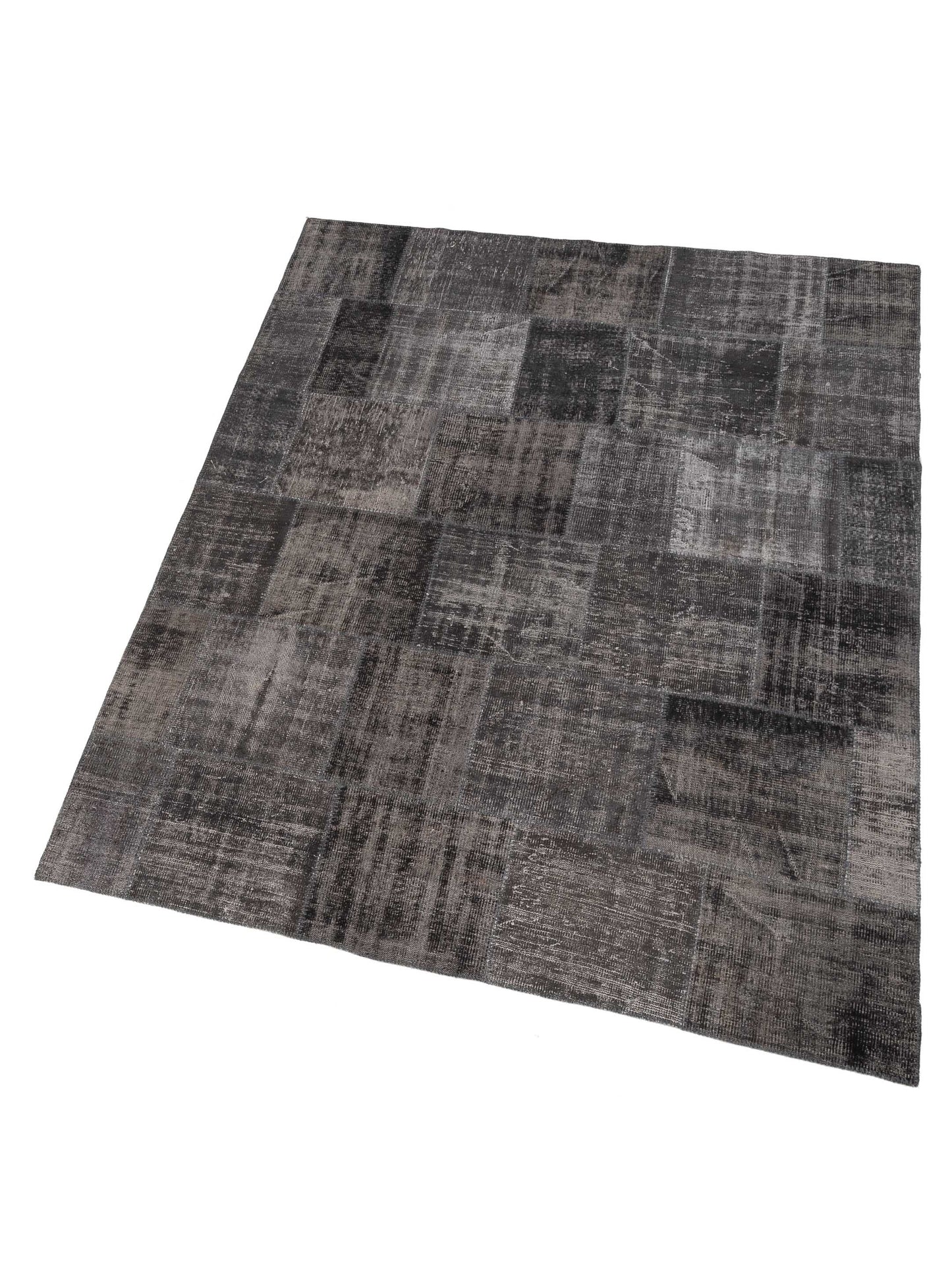 Patchwork Dark Gray 7.11x100 Hand Knotted Rug
