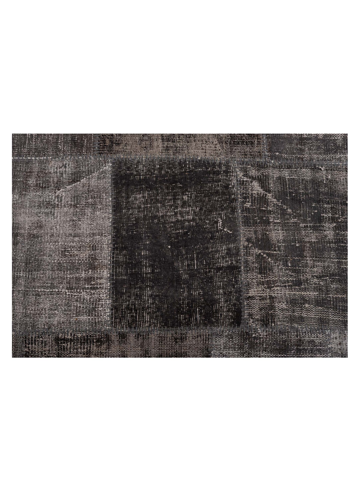 Patchwork Dark Gray 7.11x100 Hand Knotted Rug