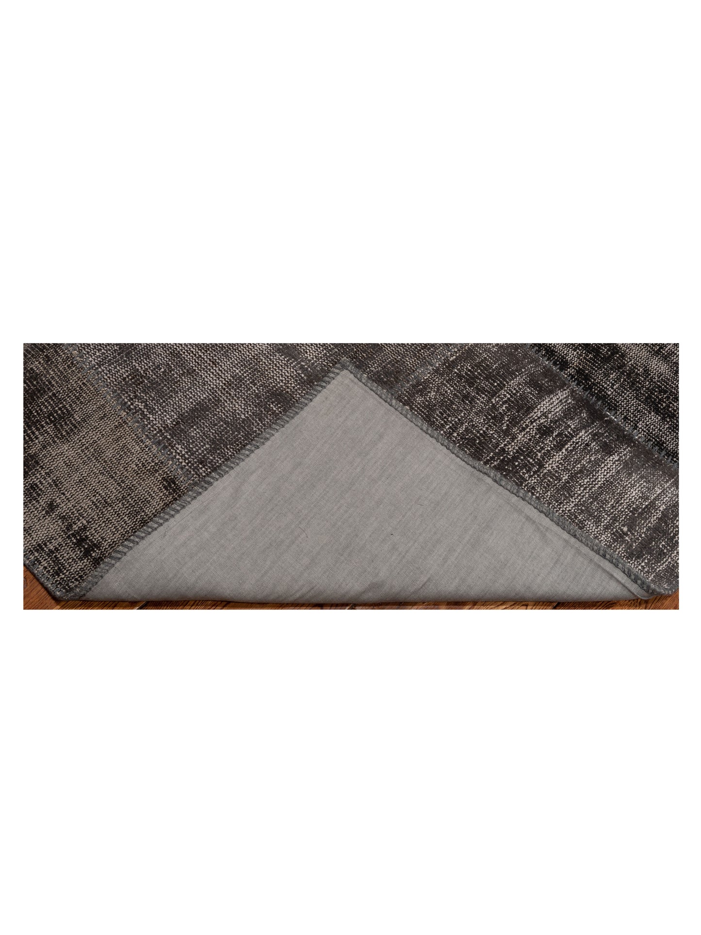Patchwork Dark Gray 7.11x100 Hand Knotted Rug