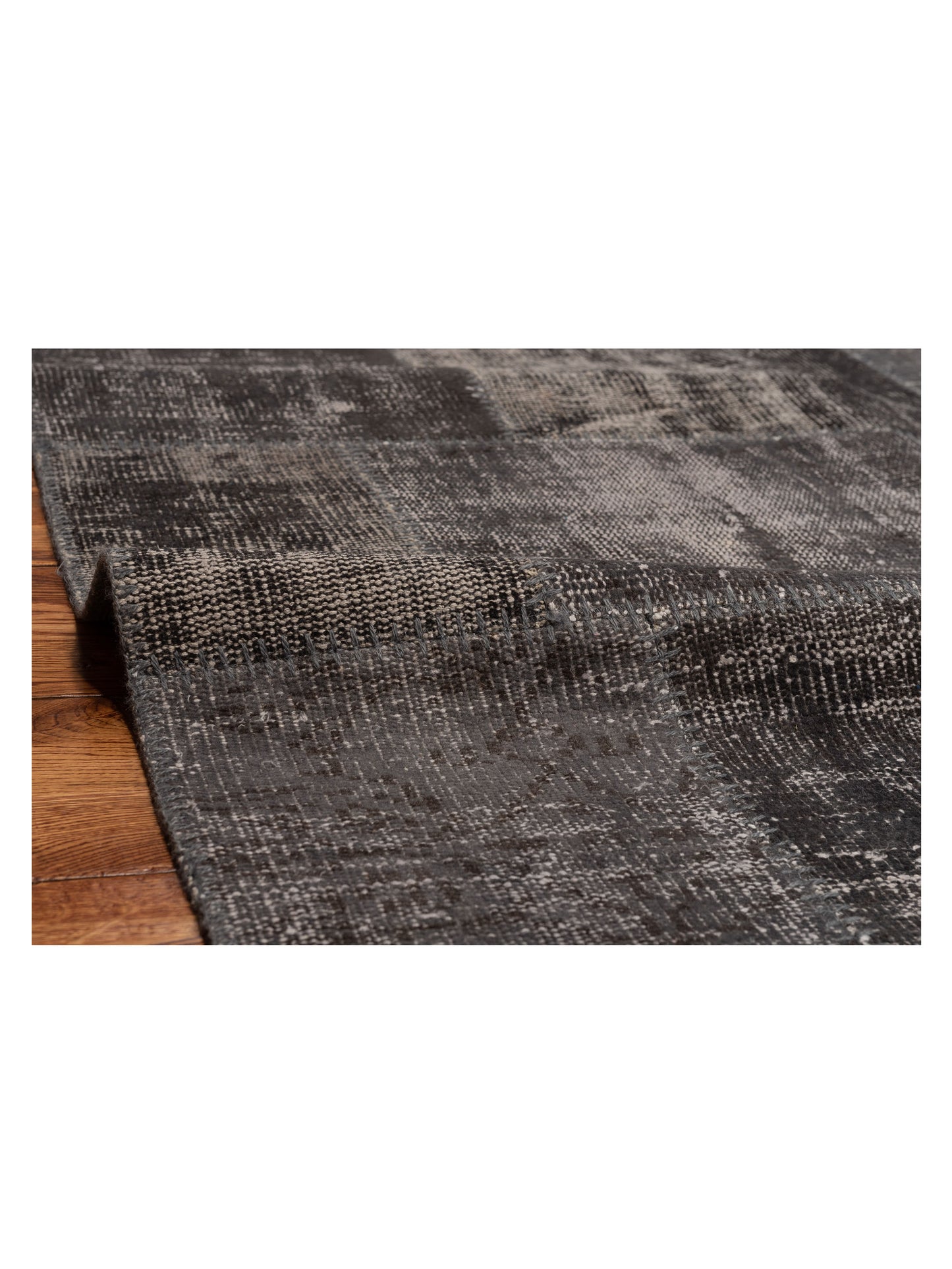 Patchwork Dark Gray 7.11x100 Hand Knotted Rug