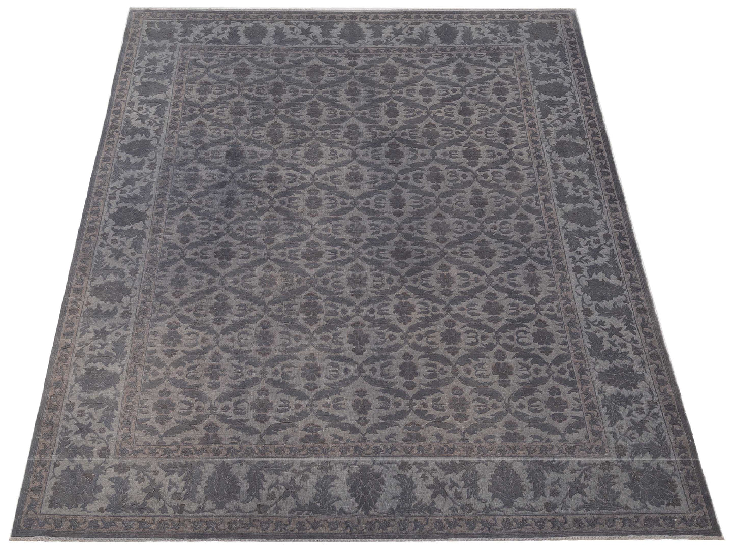 Vintage Gray 9.7x12.2 Hand Knotted Rug