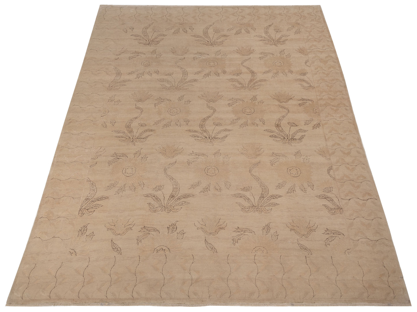 Vintage Ivory 9.1x12.8 Hand Knotted Rug