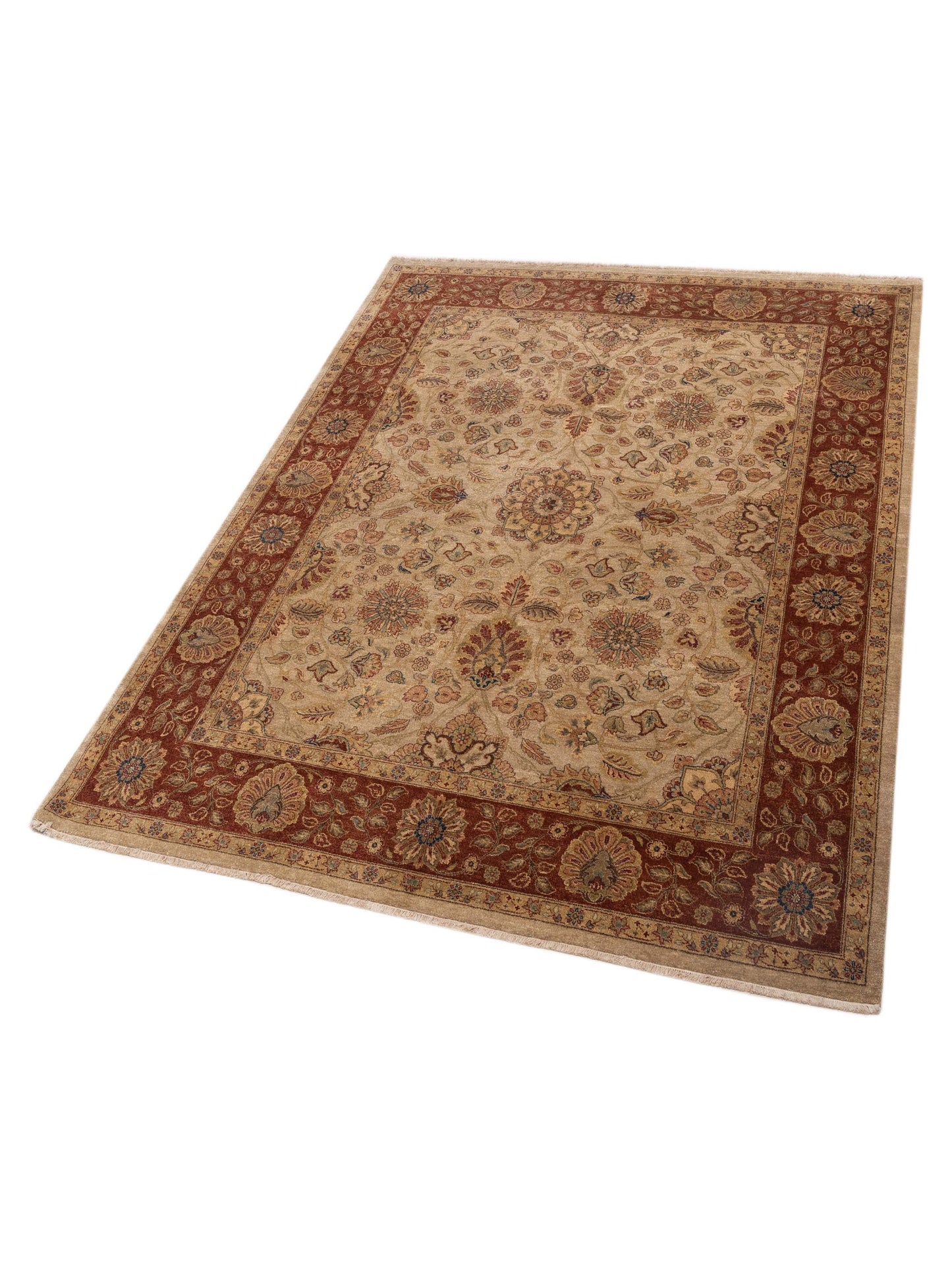 Zardun Beige Rust 8.1x10.2 Hand Knotted Rug