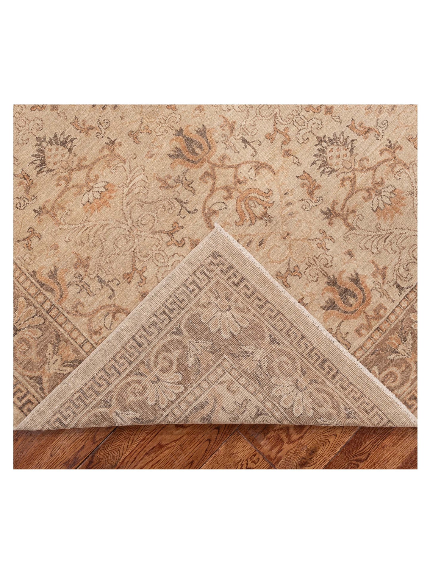 Lailora Beige Brown 5.1x6.8 Hand Knotted Rug