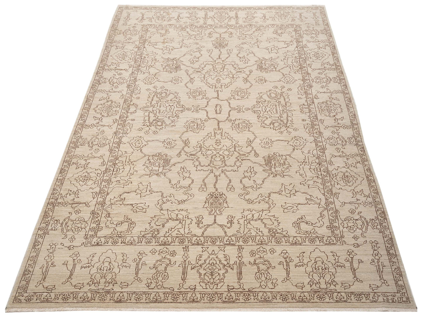 Elowen Ivory Brown 8.2x9.10 Hand Knotted Rug