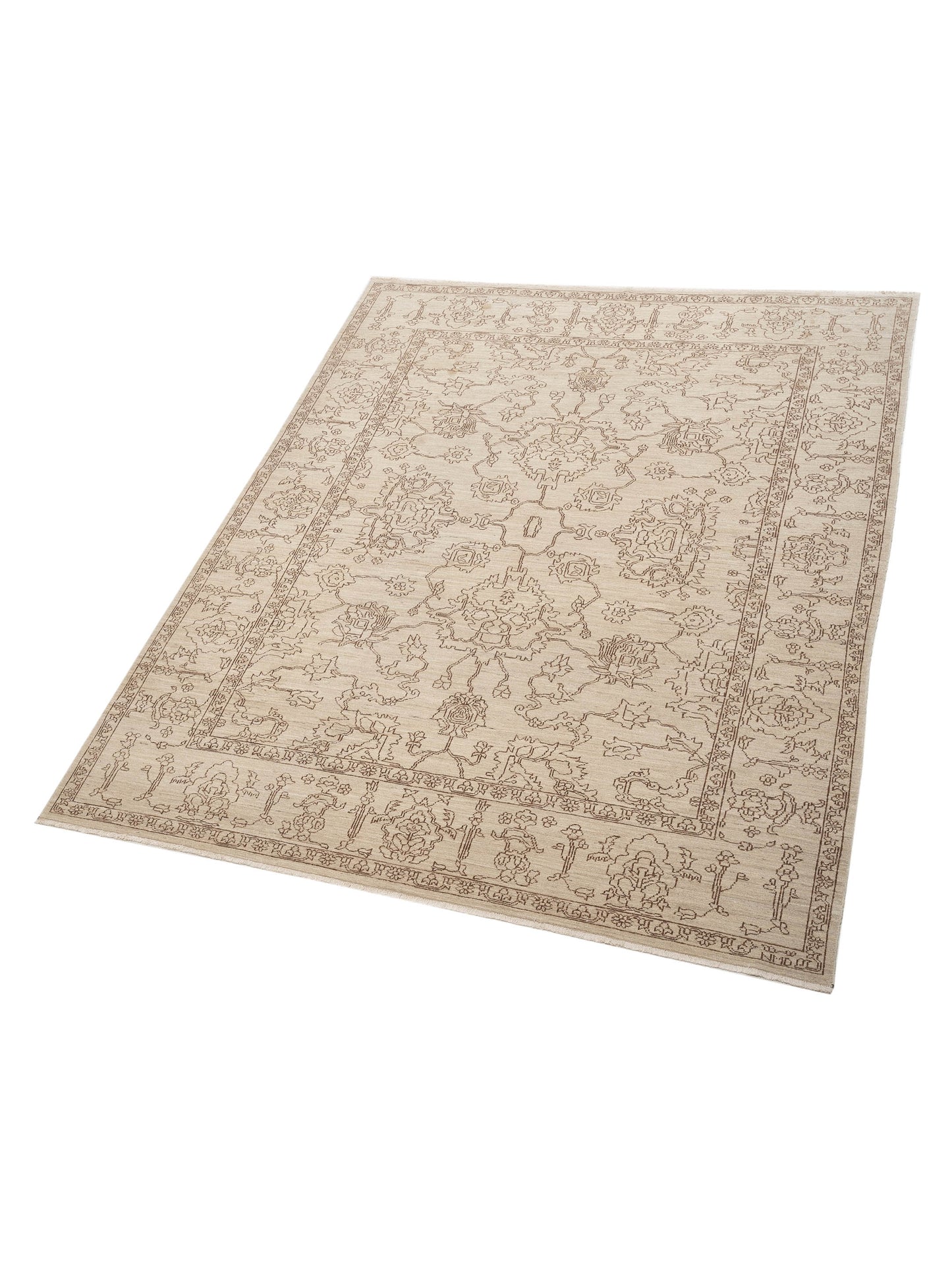 Elowen Ivory Brown 8.2x9.10 Hand Knotted Rug