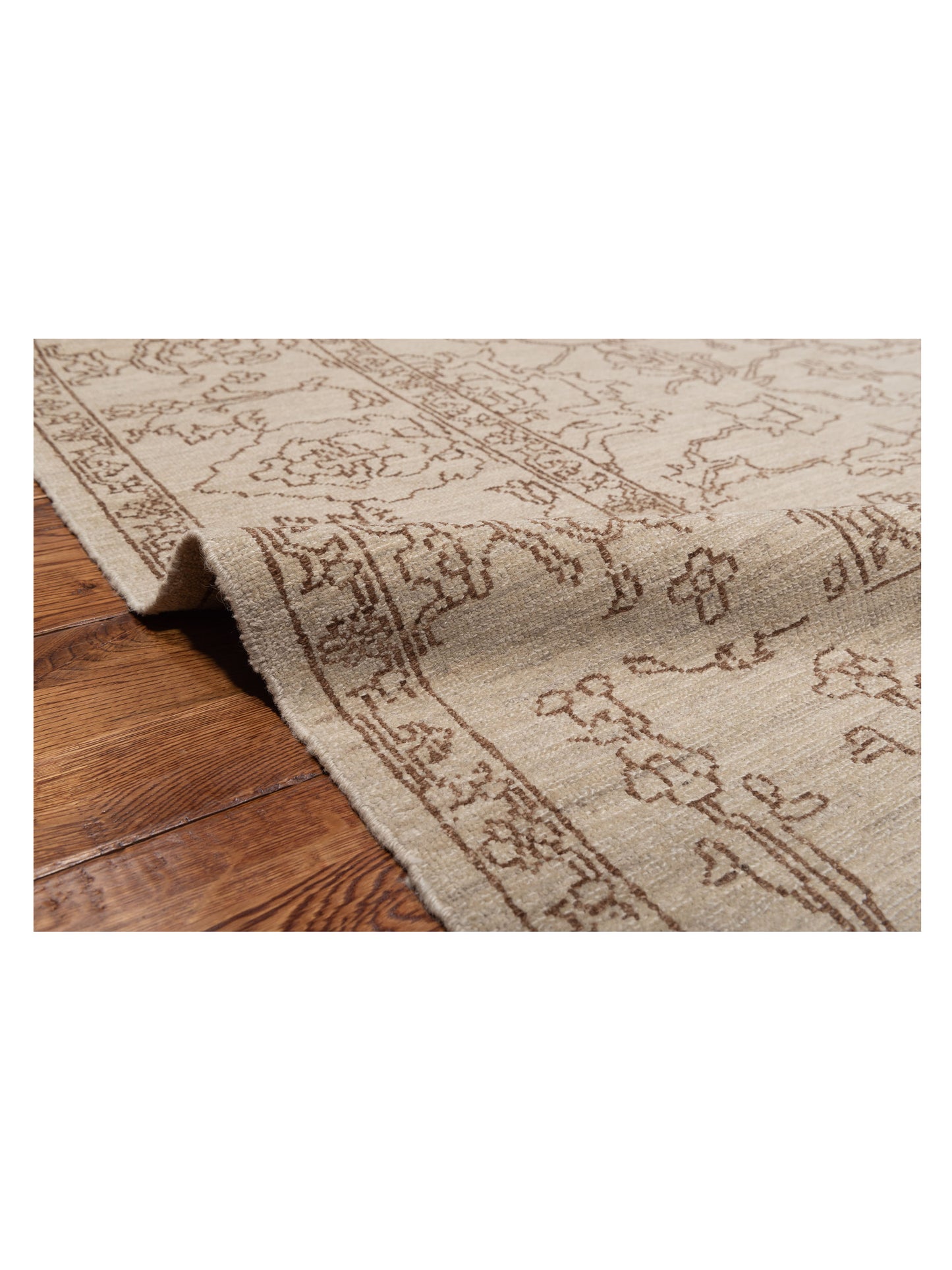 Elowen Ivory Brown 8.2x9.10 Hand Knotted Rug