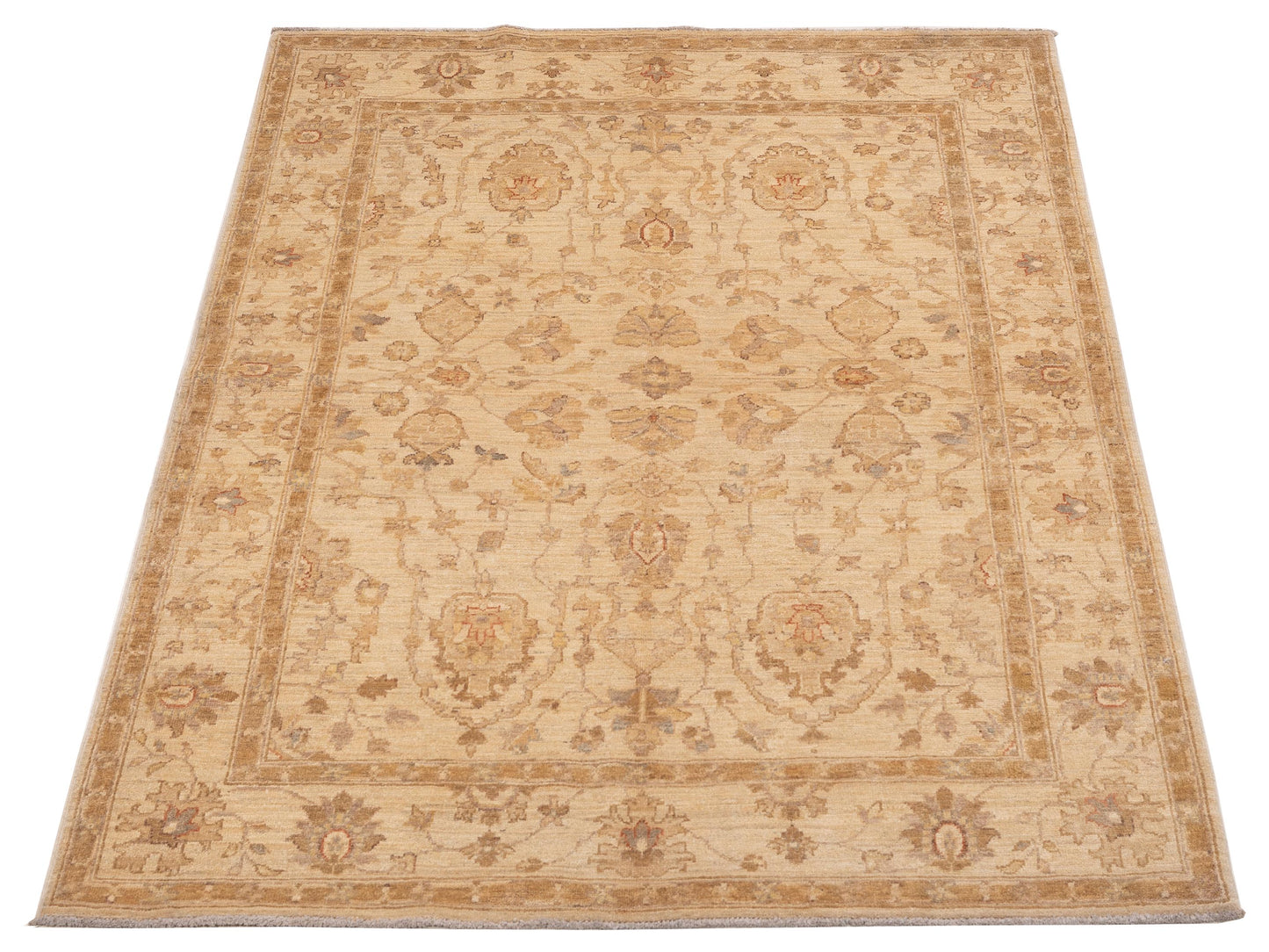 Sabira Beige Beige 5x6.8 Hand Knotted Rug
