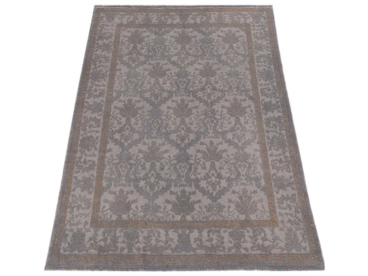 Rechromia Gray Gray 4.2x6.2 Hand Knotted Rug