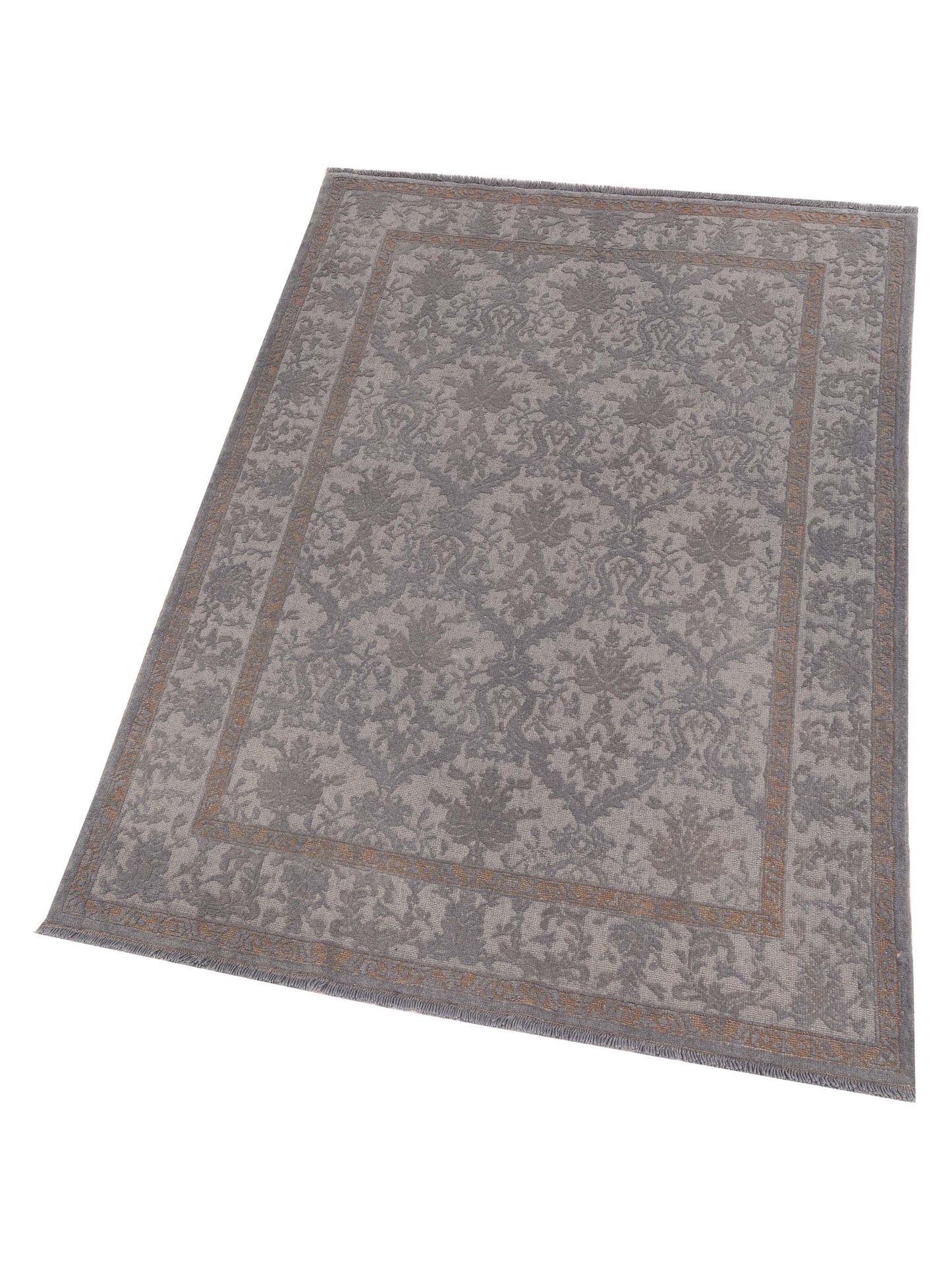 Rechromia Gray Gray 4.2x6.2 Hand Knotted Rug