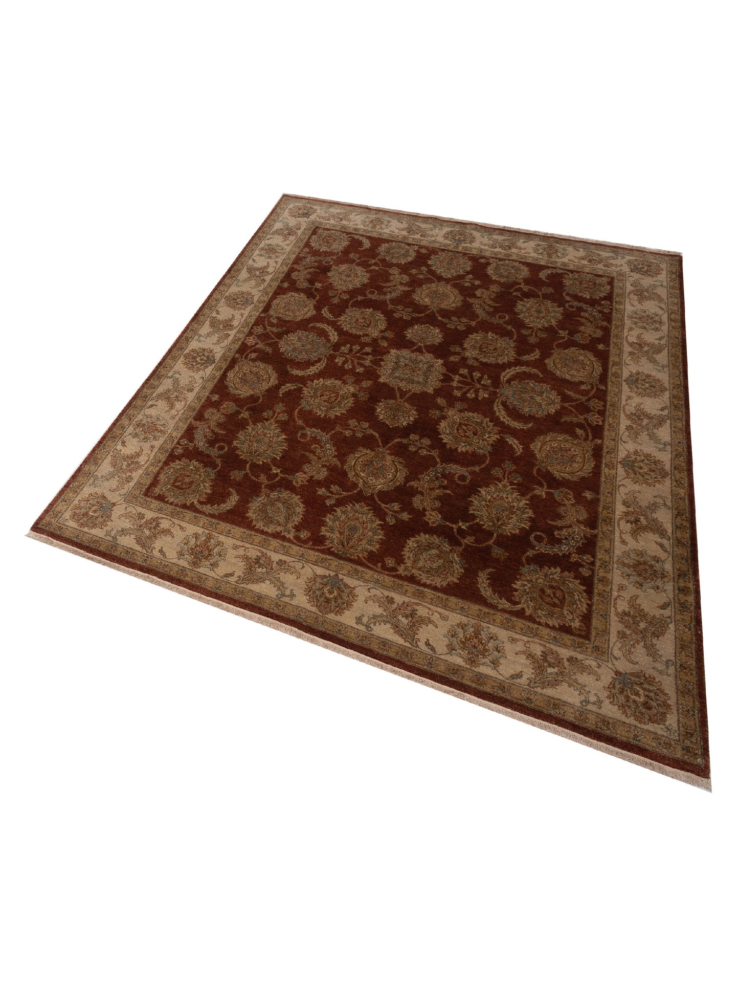 Zardun Rust Ivory 8.1x9.11 Hand Knotted Rug